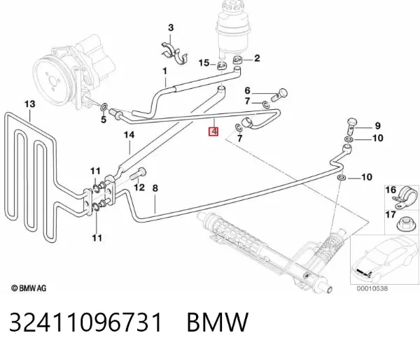 Шланг ГУР высокого давления 32411096731 BMW