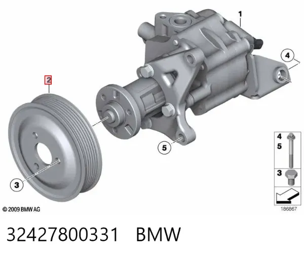 Шкив насоса ГУР 32427800331 BMW
