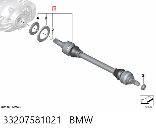 Полуось задняя левая 33207581021 BMW
