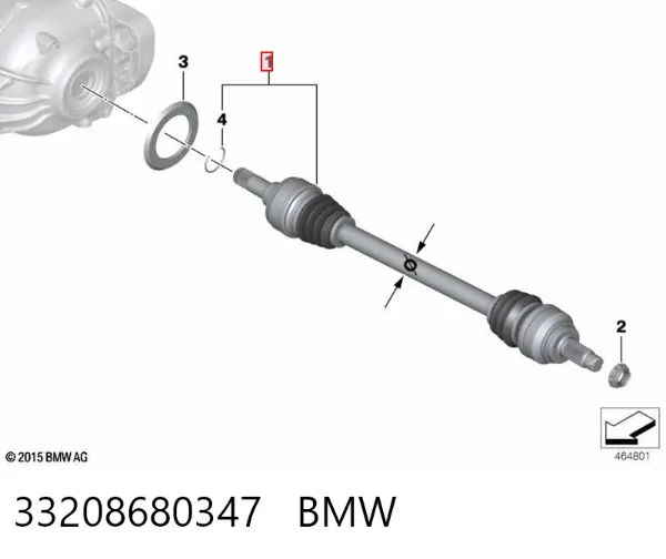Полуось задняя левая 33208680347 BMW