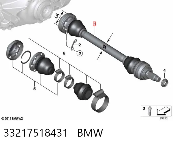Полуось задняя левая 33217518431 BMW