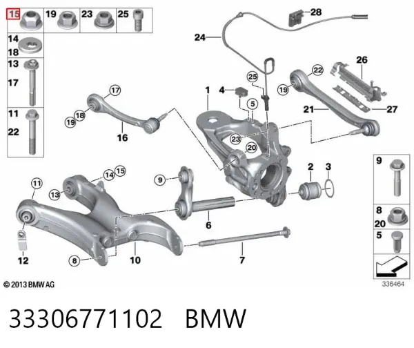 Гайка крепления приемной трубы глушителя (штанов) 33306771102 BMW