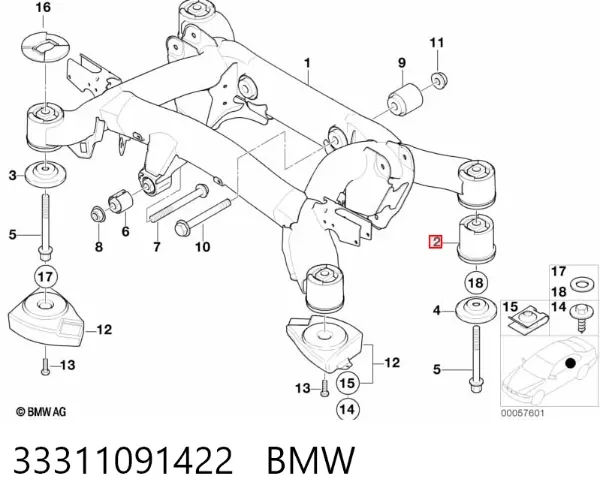 Сайлентблок задней балки 33311091422 BMW