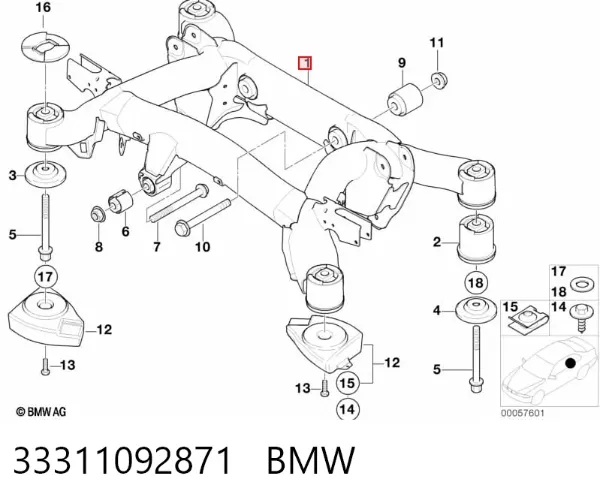 Подрамник задний 33311092871 BMW