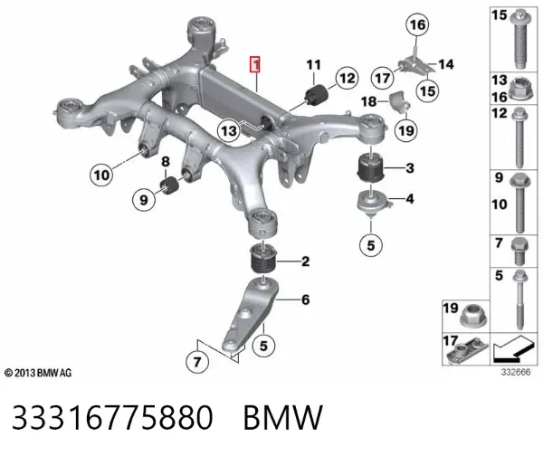 Подрамник задний BMW 7 F01, F02, F03, F04