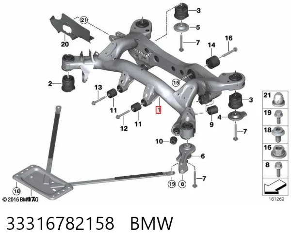 Подрамник задний 33316782158 BMW
