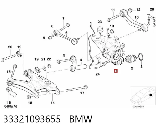 Цапфа задняя левая 33321093655 BMW