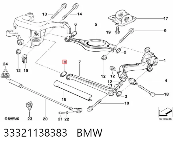 Сайлентблок заднего поперечного рычага внутренний 33321138383 BMW