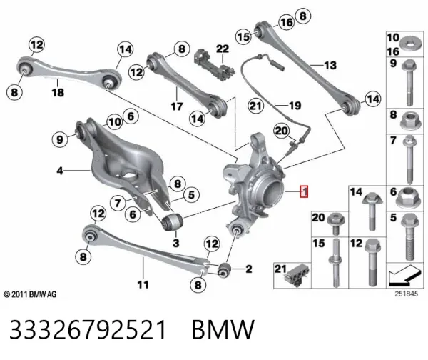 Цапфа задняя левая 33326792521 BMW