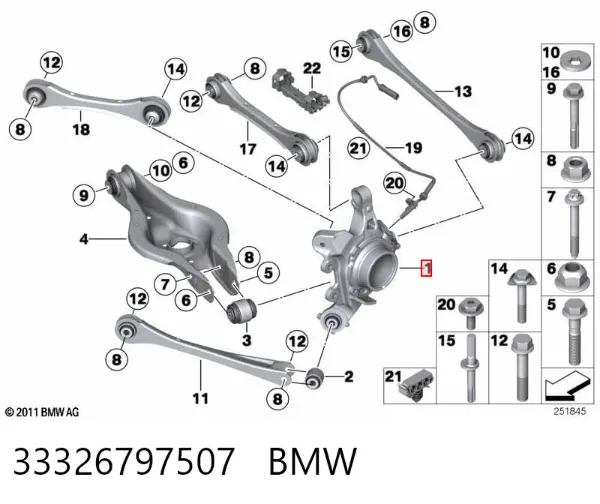 Цапфа задняя левая 33326797507 BMW