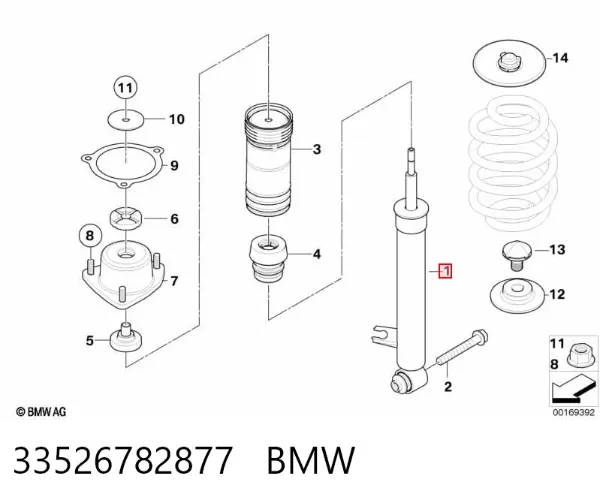 Амортизатор задний левый 33526782877 BMW