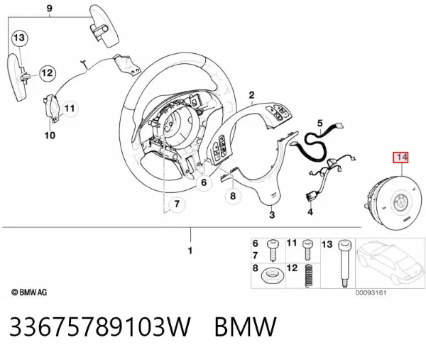 Подушка безопасности водителя 33675789103W BMW