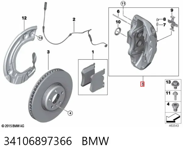Суппорт задний правый 34106897366 BMW