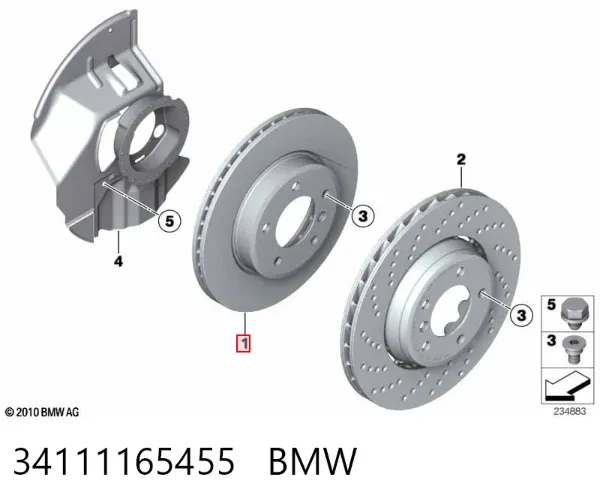 Передние тормозные диски 34111165455 BMW