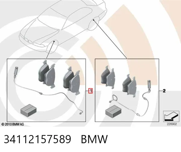 Передние тормозные колодки 34112157589 BMW
