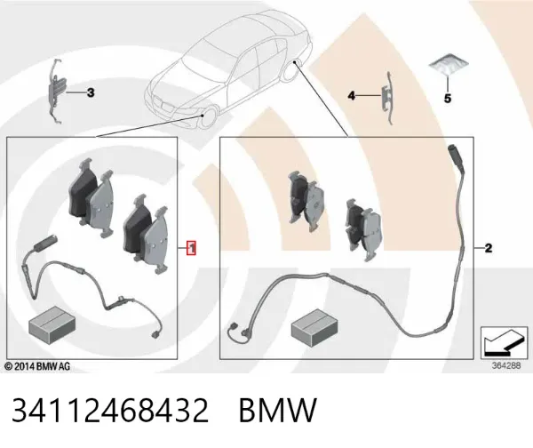 Передние тормозные колодки 34112468432 BMW