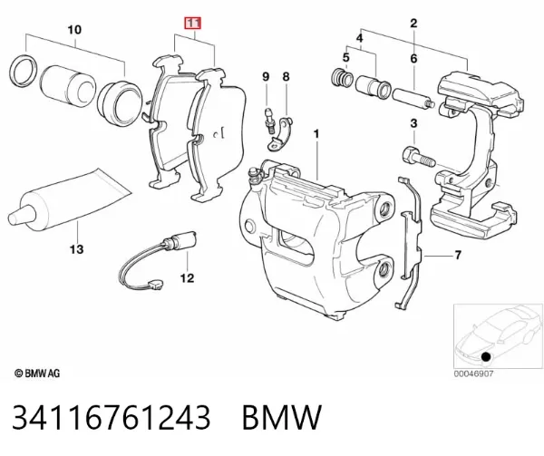 Передние тормозные колодки 34116761243 BMW