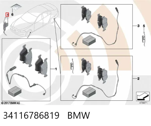 Пружинная защелка суппорта 34116786819 BMW
