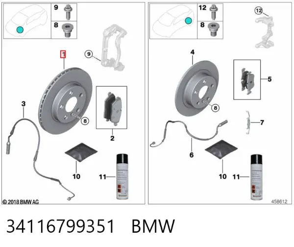 Передние тормозные диски 34116799351 BMW