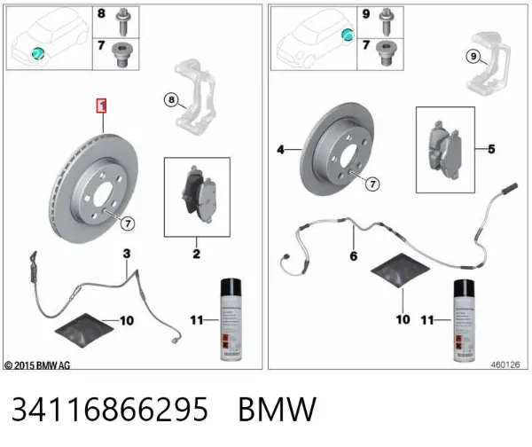 Передние тормозные диски 34116866295 BMW