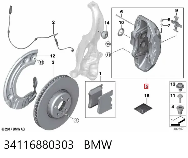 Суппорт тормозной передний левый 34116880303 BMW