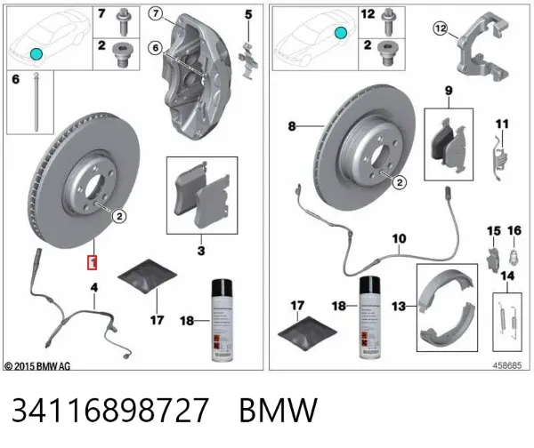 Передние тормозные диски 34116898727 BMW