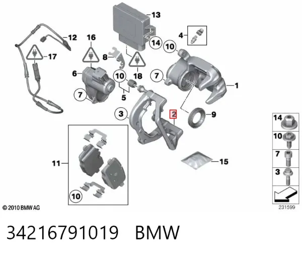 Скоба заднего суппорта 34216791019 BMW