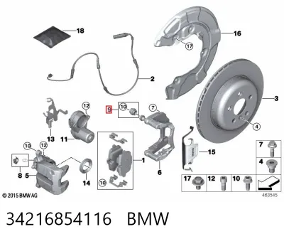 Пыльник направляющей суппорта тормозного переднего BMW 34216854116