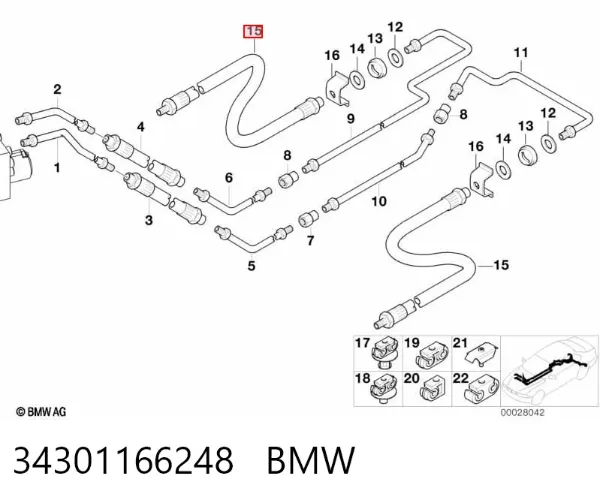 Задний тормозной шланг 34301166248 BMW