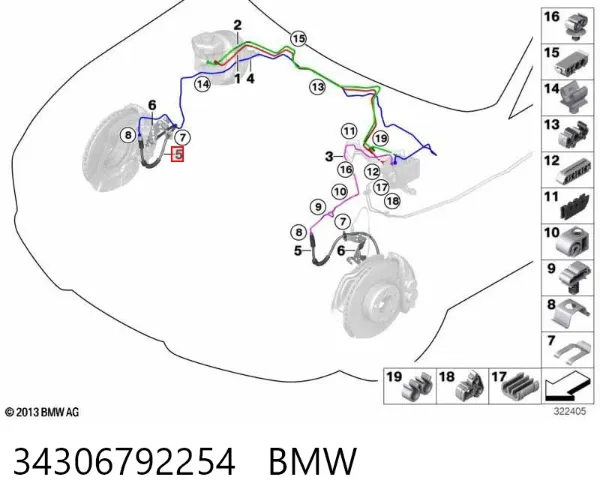 Шланг тормозной передний 34306792254 BMW