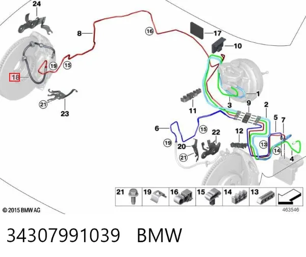 Шланг тормозной передний 34307991039 BMW