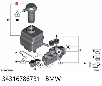 Крышка бачка главного тормозного цилиндра BMW 34316786731