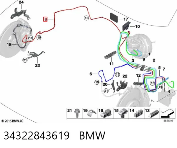 Трубка тормозная передняя правая 34322843619 BMW