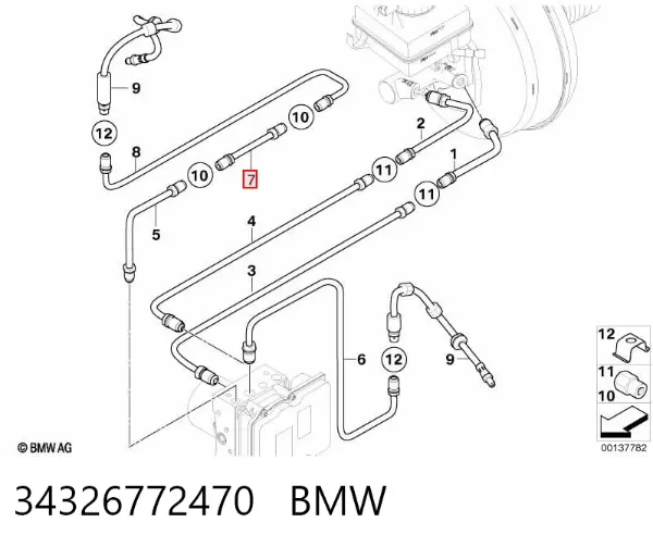 Шланг тормозной задний правый 34326772470 BMW