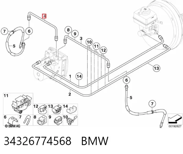 Шланг тормозной задний правый 34326774568 BMW