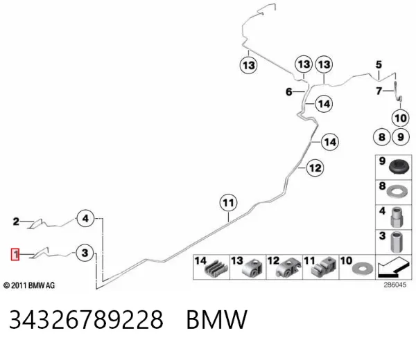 Шланг тормозной задний правый 34326789228 BMW
