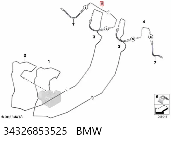 Шланг тормозной задний правый 34326853525 BMW