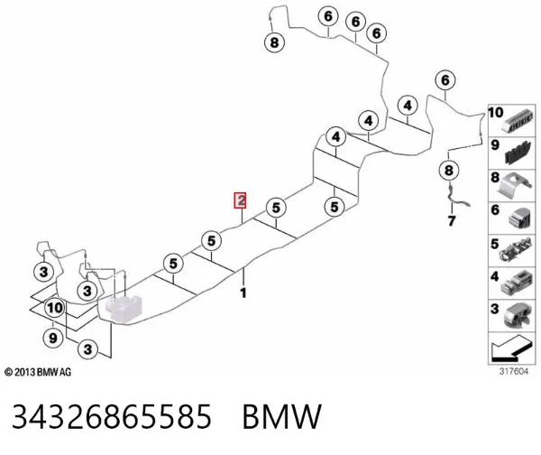Трубка тормозная задняя правая 34326865585 BMW
