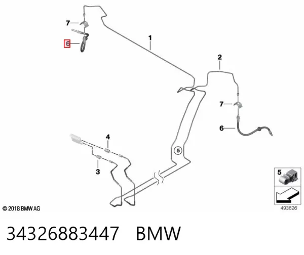 Задний тормозной шланг 34326883447 BMW
