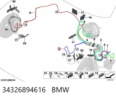 Трубка тормозная передняя левая BMW 34326894616