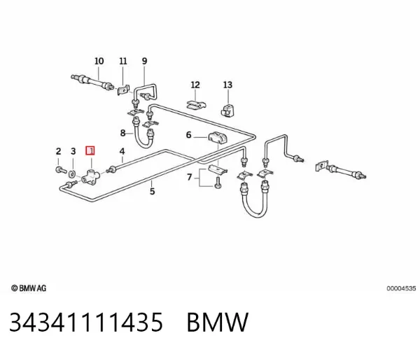Тройник тормозных трубок 34341111435 BMW