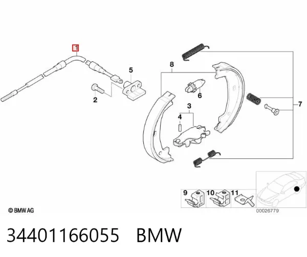 Задний трос ручника 34401166055 BMW