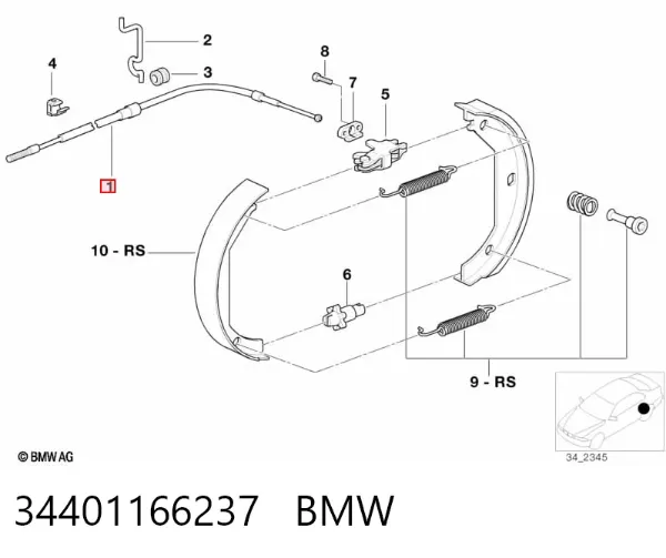 Задний правый трос ручника 34401166237 BMW