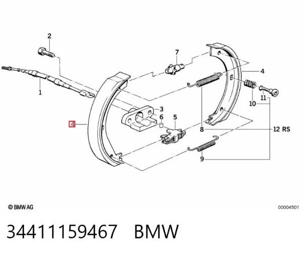 Задние барабанные колодки 34411159467 BMW