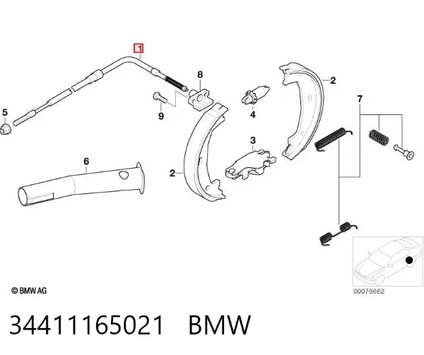 Задний правый трос ручника 34411165021 BMW