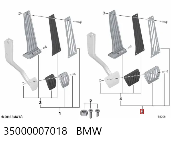 Накладки педалей, комплект 35000007018 BMW