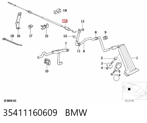 Трос газа 35411160609 BMW