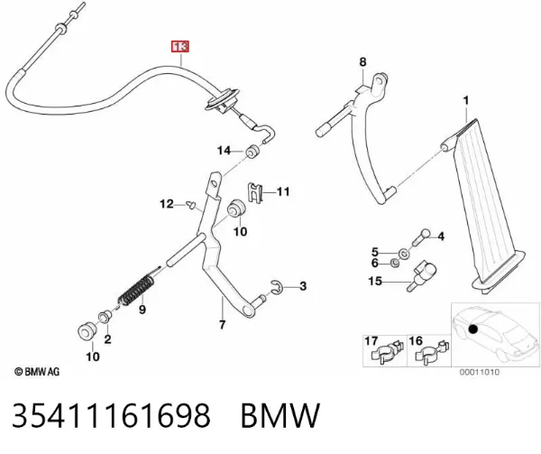 Трос газа 35411161698 BMW