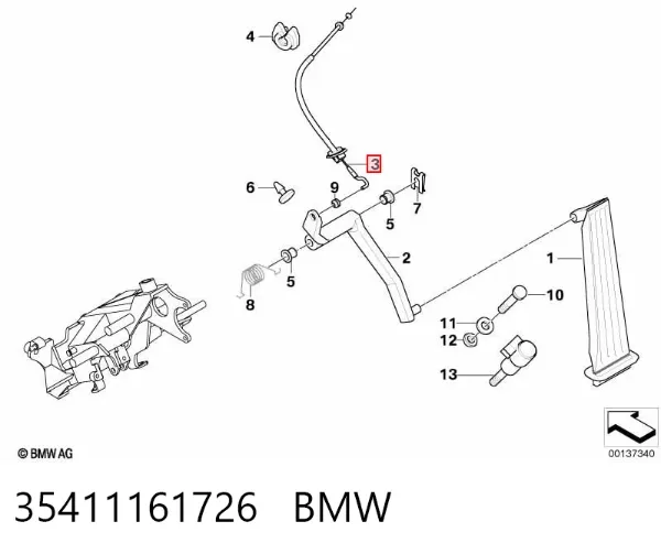 Трос газа 35411161726 BMW
