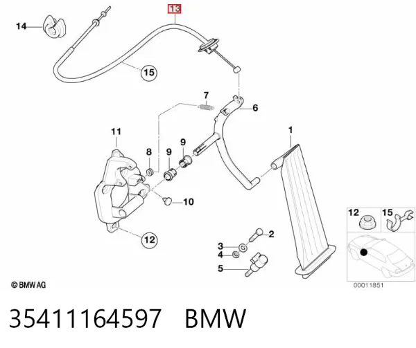Трос газа 35411164597 BMW